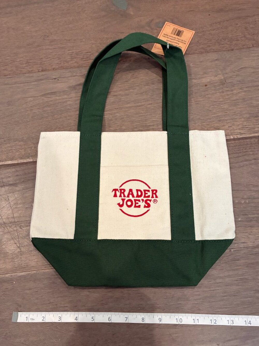 NWT Trader Joe's Mini Canvas Reusable Tote Bag -Green